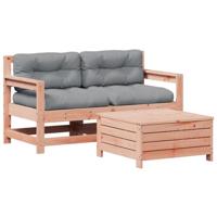 3-delige Loungeset met kussens massief douglashout - thumbnail