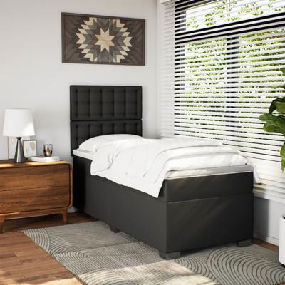 Boxspring met matras kunstleer zwart 100x200 cm - thumbnail