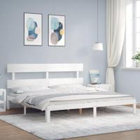 Bedframe zonder matras massief grenenhout wit 200x200 cm - thumbnail