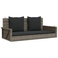 Schommelbank met kussens 119x56x48 cm poly rattan grijs - thumbnail