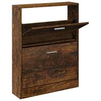 VidaXL Schoenenkast 59x17x81 cm bewerkt hout gerookt eikenkleurig - thumbnail