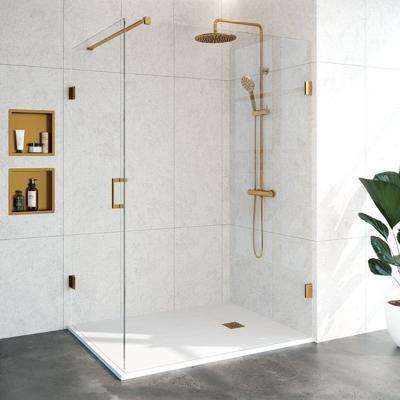 Douchecabine Compleet Just Creating 2-Delig Profielloos 140x100 cm Goud Sanitop
