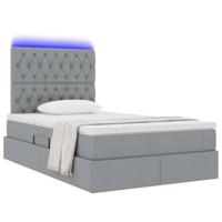Opbergbed met LED met matras Lichtgrijs 120 x 190 cm Polyester - thumbnail