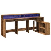 Bureau met LED-verlichting 200x104x91 cm bewerkt hout oud hout - thumbnail