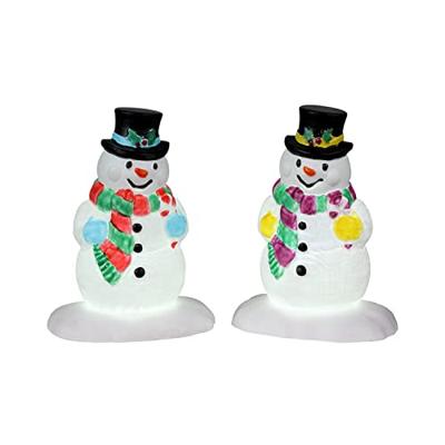 Holly Hat Snowman Set Of 2 battery operated (4.5V) Kerst LEMAX - Lemax