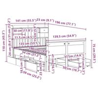 Bed met boekenkast zonder matras grenenhout wit 135x190 cm - thumbnail