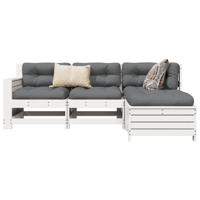 4-delige Loungeset massief grenenhout wit - thumbnail
