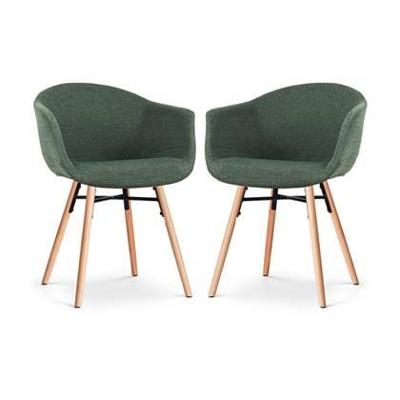 Nolon Nena-Otis Eetkamerstoelen Set van 2 - Donkergroen - Houten Poten