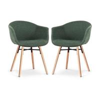 Nolon Nena-Otis Eetkamerstoelen Set van 2 - Donkergroen - Houten Poten - thumbnail