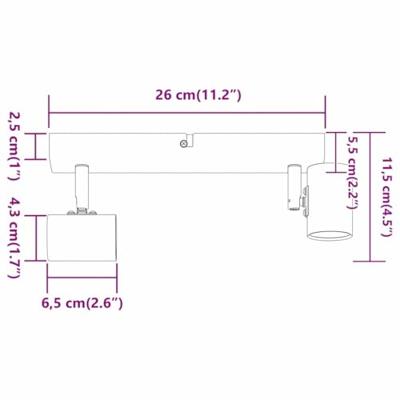 VidaXL Plafondspot met schijnwerpers nikkel 26 x 6,5 x 11,5 cm metaal