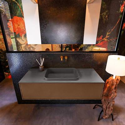 Badkamermeubelset Mondiaz Erin 120 cm met 1 Lade met RIDGE Wastafel Midden Dark grey Zonder Kraangaten Greeploos Mat Rust Badkamermeubelset Mondiaz Erin 120 cm met 1 Lade met RIDGE Wastafel Midden Dark grey Zonder Kraangaten Greeploos Mat Rust