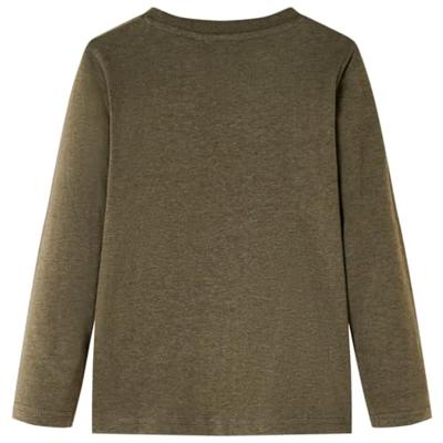 Kindershirt met lange mouwen doelprint 128 gemleerd kakikleur Kindershirt met lange mouwen doelprint 128 gemleerd kakikleur