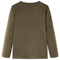 Kindershirt met lange mouwen doelprint 92 gemleerd kakikleurig - thumbnail