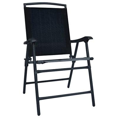 Tuinstoelen inklapbaar 2 st textileen zwart - thumbnail