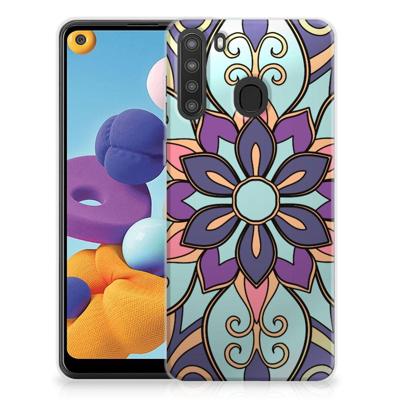 Samsung Galaxy A21 | TPU Case | Purple Flower