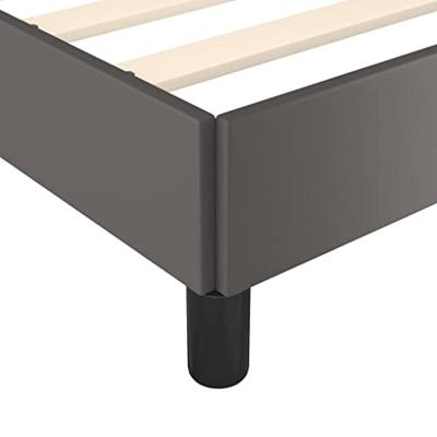 Bedframe met hoofdbord kunstleer grijs 140x190 cm