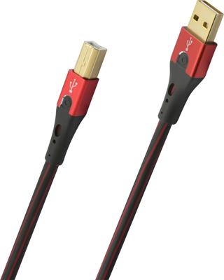 Oehlbach USB-Evolution B - hoogwaardige USB-kabel type 2.0 USB-A naar USB-B (voor audiostreaming, DAC en printer) zwart/rood - 10 m