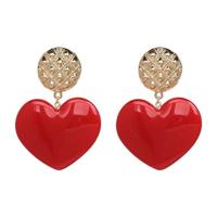 Perzik hart oorbellen retro serie acryl Stud Oorbellen voor vrouwen (rood) - thumbnail