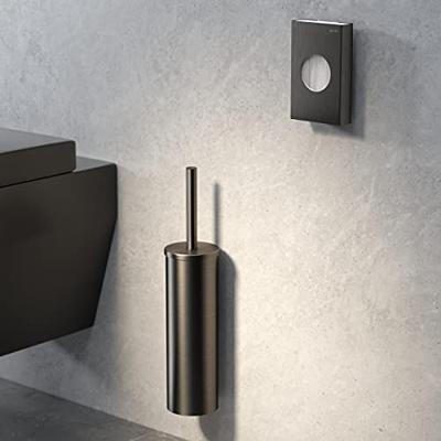 Geesa Nemox Toiletborstel - vrijstaand - witte borstelkop - zwart metaal geborsteld 916511-09 - thumbnail