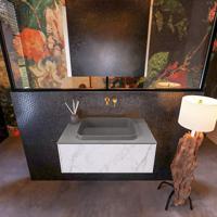 Badkamermeubelset Mondiaz Erin 80 cm met 1 Lade met RIDGE Wastafel Midden Dark grey Zonder Kraangaten Greeploos Mat Carrara - thumbnail