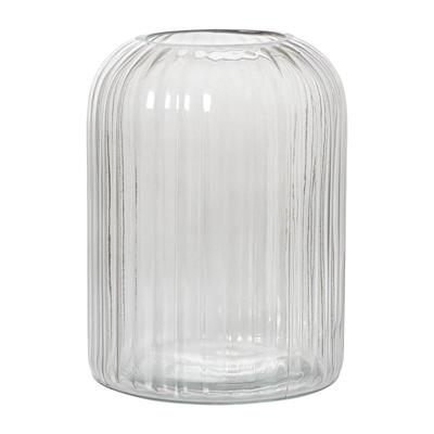 Windlicht ribbel groot - grijs - ø17.7x23.5 cm