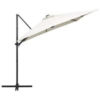 VidaXL Zweefparasol met led en stalen paal 250x250 cm zandkleurig - thumbnail