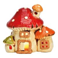 Kaarsenhouder Paddenstoel van aardewerk, Kleurrijk (B/H/D) 17x15x12cm - thumbnail