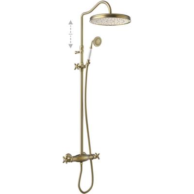 Regendoucheset Tres Clasic Thermostatische Opbouw Incl. Handdouche Verouderd Messing Tres