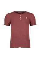 Like Flo Meisjes top rib met knoopjes - Plum - thumbnail