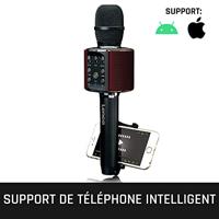 Lenco bmc-090bk bluetooth karaoke microfoon met speaker en verlichting zwart - thumbnail
