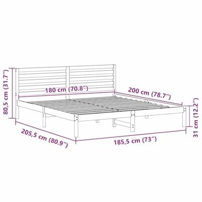 Bedframe met hoofdeinde Wit 180 x 200 cm Massief grenenhout Bedframe met hoofdeinde Wit 180 x 200 cm Massief grenenhout