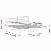 Bedframe met hoofdeinde Wit 180 x 200 cm Massief grenenhout - thumbnail