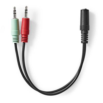 Stereo-Audiokabel | 3,5 mm Female | 2x 3,5 mm Male | Verguld | 0.12 m | Rond | Zwart