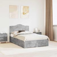 Bedframe met hoofdeinde Beton Grijs 135 x 190 cm Bewerkt hout - thumbnail