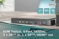 Digitus DS-12890 KVM-extender 4 poorten DisplayPort, HDMI Muis, Toetsenbord 3840 x 2160 Pixel - thumbnail