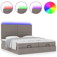 Ottoman bed met matrassen en LED's 180x200cm stof taupe - thumbnail