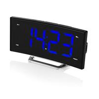 Smartwares Wekker gebogen display, dubbel alarm, FM-radio, USB-aansluiting, sluimerfunctie, CL-1658 - thumbnail