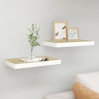 VidaXL Wandschappen 2 st zwevend 40x23,5x3,8 cm mdf eikenkleurig en wit - thumbnail