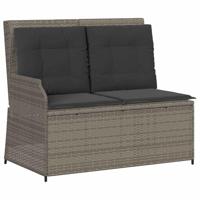3-delige Loungeset met kussens poly rattan grijs - thumbnail