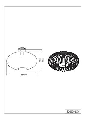 Trio Zwarte plafondlampJohann Ø 40cm - 606900132
