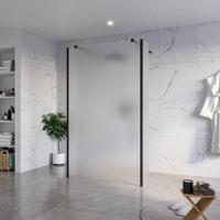 Fortifura Galeria Vrijstaande Inloopdouche - 120x200cm - Glas mat - antikalk - 8mm veiligheidsglas - 2 zijwanden 30cm - wandsteunen en hoekprofielen - Zwart mat SW927767 2x/SW797928/SW797931 2x/SW358025 2x - thumbnail