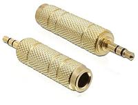 Delock 65360 65360 Jackplug Audio Adapter [1x Jackplug male 3,5 mm - 1x Jackplug female 6,3 mm] Goud - thumbnail