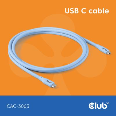 club3D USB-C-kabel USB-C stekker 2.00 m Blauw CAC-3003 club3D USB-C-kabel USB-C stekker 2.00 m Blauw CAC-3003
