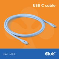 club3D USB-C-kabel USB-C stekker 2.00 m Blauw CAC-3003 - thumbnail