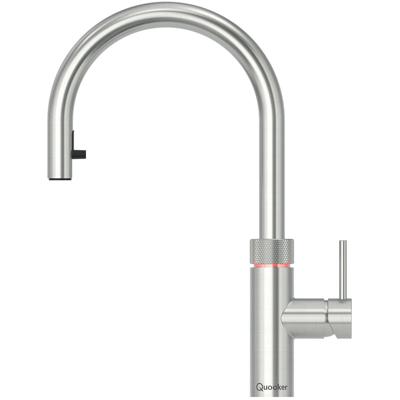 Quooker Flex Round Keukenkraan - Kokend - Warm & Koud Water - Uittrekbare Slang - Kindveilige Dubbeldruk - RVS