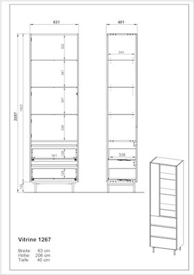 Germania Cantoria Eiken | Zwart Vitrinekast