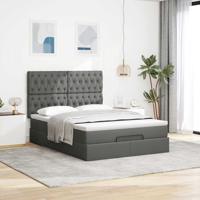 Ottoman bed met matras 160x200cm stof donkergrijs - thumbnail