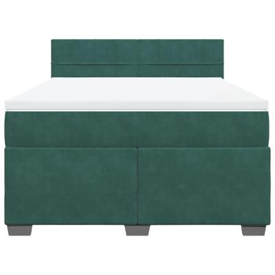 Boxspring met matras fluweel donkergroen 160x200 cm
