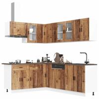 11-delige Keukenkastenset Porto bewerkt hout oud houtkleurig - thumbnail