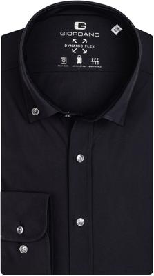 Giordano Heren Overhemd Zwart Knitted Dynamic Flex Modern Fit